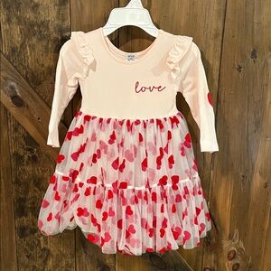Girls Valentine’s Dress - Pink and Red Heart Design